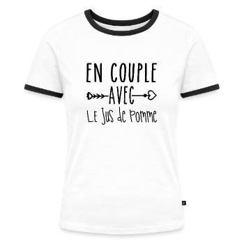 Couples with Apple Juice, Apple Juice Fans - Women's Ringer T-Shirt - white/black - Front - Selfina (174cm)