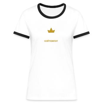 Kinderkönig Schützenfest Kinder Schießsport - Frauen Kontrast-T-Shirt - Weiß/Schwarz - Vorne - Selfina (174cm)