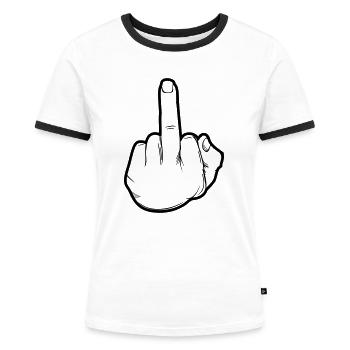 Doigt d’honneur de la main - T-shirt contrasté Femme - blanc/noir - Devant - Selfina (174cm)