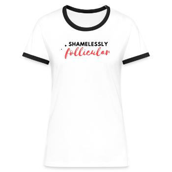 Follikel-Feels - Frauen Kontrast-T-Shirt - Weiß/Schwarz - Vorne - Selfina (174cm)