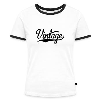 vintage - Women's Ringer T-Shirt - white/black - Front - Selfina (174cm)