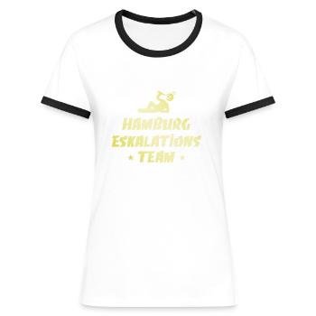 Hamburg Eskalation - Frauen Kontrast-T-Shirt - Weiß/Schwarz - Vorne - Selfina (174cm)