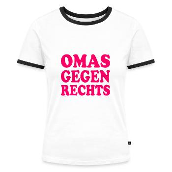 Omas gegen rechts - Frauen Kontrast-T-Shirt - Weiß/Schwarz - Vorne - Selfina (174cm)