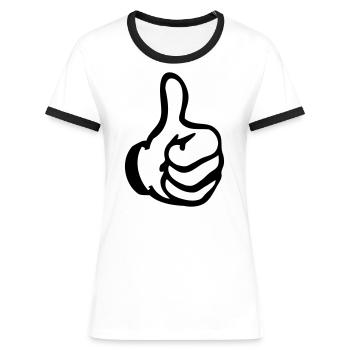 like hand - Frauen Kontrast-T-Shirt - Weiß/Schwarz - Vorne - Selfina (174cm)