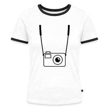 camera - Women's Ringer T-Shirt - white/black - Front - Selfina (174cm)
