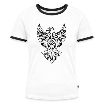 Tribal Tattoo Adler Tattoo Aztec - Frauen Kontrast-T-Shirt - Weiß/Schwarz - Vorne - Selfina (174cm)