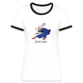 Breton power - T-shirt contrasté Femme - blanc/noir - Devant - Selfina (174cm)