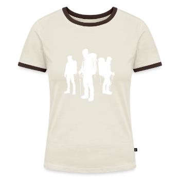 Damen Boulder Climbing Bouldering Climber - Frauen Kontrast-T-Shirt - Blau/Weiß - Vorne