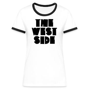 Le côté ouest - T-shirt contrasté Femme - blanc/noir - Devant - Selfina (174cm)