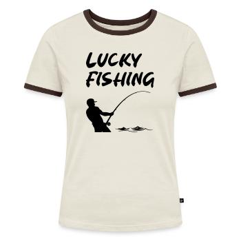 Pêche chanceuse - T-shirt contrasté Femme - bleu/blanc - Devant