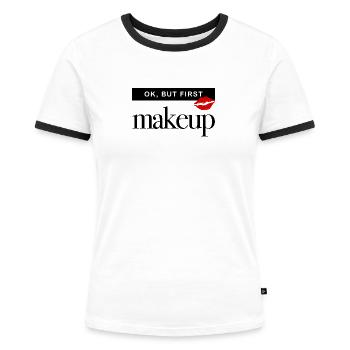 Maquillage Maquillage - T-shirt contrasté Femme - blanc/noir - Devant - Selfina (174cm)