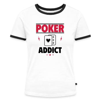 Poker-Süchtig - Frauen Kontrast-T-Shirt - Weiß/Schwarz - Vorne - Selfina (174cm)
