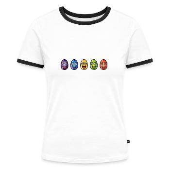Œuf de Pâques - T-shirt contrasté Femme - blanc/noir - Devant - Selfina (174cm)
