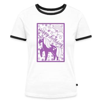 Geburtstag für Kinder - Frauen Kontrast-T-Shirt - Weiß/Schwarz - Vorne - Selfina (174cm)