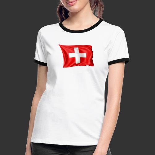 Flaga Szwajcarska Flaga Narodowa - Koszulka damska z kontrastowymi wstawkami