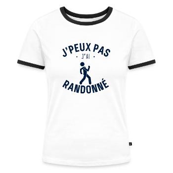 J Peux Pas J Ai Randonné - T-shirt contrasté Femme - blanc/noir - Devant - Selfina (174cm)