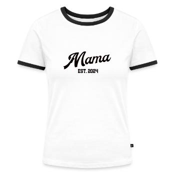 Mama Werden Mutterschaft in 2024 Neue Mutter Mami - Frauen Kontrast-T-Shirt - Weiß/Schwarz - Vorne - Selfina (174cm)