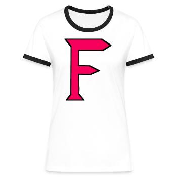 Q - Just a letter! - by YoshiArt - Women's Ringer T-Shirt - white/black - Front - Selfina (174cm)