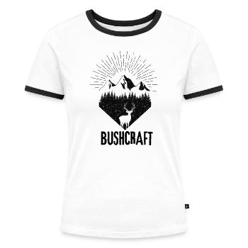 Bushcraft survival - Frauen Kontrast-T-Shirt - Weiß/Schwarz - Vorne - Selfina (174cm)