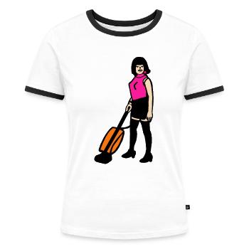 Freddy will sich befreien, Königin, Freddie # - Frauen Kontrast-T-Shirt - Weiß/Schwarz - Vorne - Selfina (174cm)