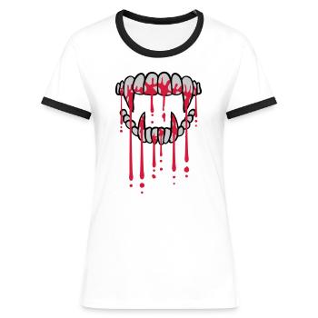 Gouttes de sang vampire - T-shirt contrasté Femme - blanc/noir - Devant - Selfina (174cm)