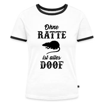 Ratte lustig Nagetier Ratten Rattenliebhaber - Frauen Kontrast-T-Shirt - Weiß/Schwarz - Vorne - Selfina (174cm)