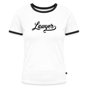 Lawyer - Women's Ringer T-Shirt - white/black - Front - Selfina (174cm)