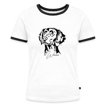Langhaar Weimaraner Portrait Hund Hunde Wilsigns - Frauen Kontrast-T-Shirt - Weiß/Schwarz - Vorne - Selfina (174cm)