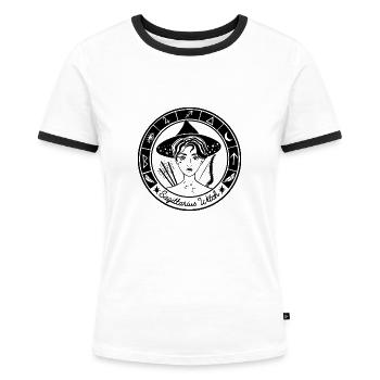 SAGITTARIUS SCHWARZ - Frauen Kontrast-T-Shirt - Weiß/Schwarz - Vorne - Selfina (174cm)