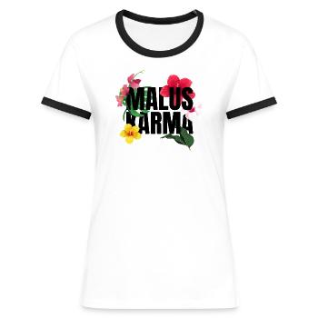 Malus Karma Fleurs - T-shirt contrasté Femme - blanc/noir - Devant - Selfina (174cm)