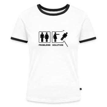 problème solution femme - T-shirt contrasté Femme - blanc/noir - Devant - Selfina (174cm)