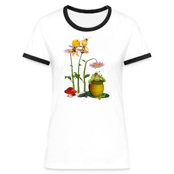 Biene Maja Kurt Ist Müde - Frauen Kontrast-T-Shirt - Weiß/Schwarz - Vorne - Selfina (174cm)