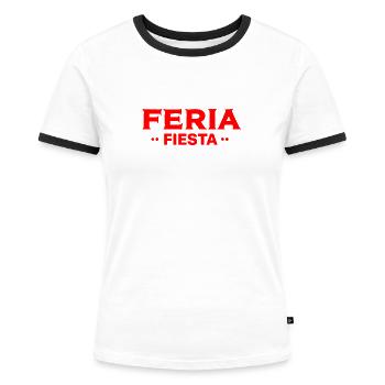 Feria fiesta - T-shirt contrasté Femme - blanc/noir - Devant - Selfina (174cm)