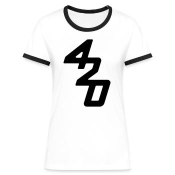 420er Bootsklasse Segeln - Frauen Kontrast-T-Shirt - Weiß/Schwarz - Vorne - Selfina (174cm)