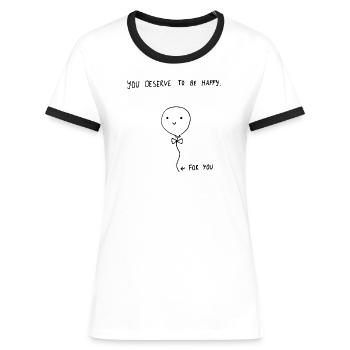 Partenaire d'amitié - T-shirt contrasté Femme - blanc/noir - Devant - Selfina (174cm)