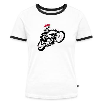 Black Forest Motorcycle - Frauen Kontrast-T-Shirt - Weiß/Schwarz - Vorne - Selfina (174cm)