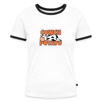 Lustiges Kuh Muh Kühe Spruch Tier Comic Geschenk - Frauen Kontrast-T-Shirt - Weiß/Schwarz - Vorne - Selfina (174cm)
