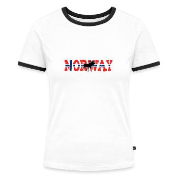 Norvège Scandinavie - T-shirt contrasté Femme - blanc/noir - Devant - Selfina (174cm)