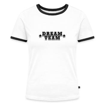 Dream Team - T-shirt contrasté Femme - blanc/noir - Devant - Selfina (174cm)