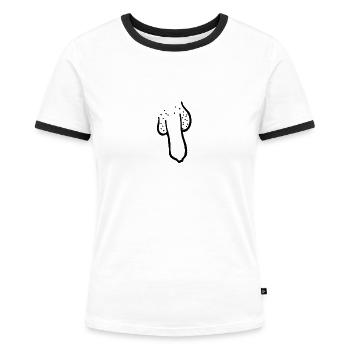 Cock penis shaft dick - Women's Ringer T-Shirt - white/black - Front - Selfina (174cm)
