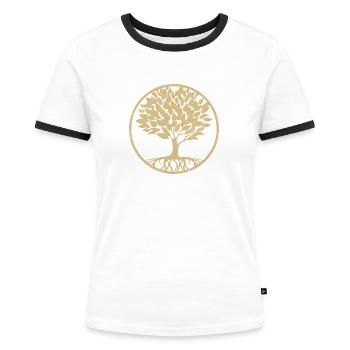 Lebensbaum Gold - Frauen Kontrast-T-Shirt - Weiß/Schwarz - Vorne - Selfina (174cm)