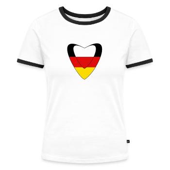 German-Pole Poland German-Polish heart gift - Women's Ringer T-Shirt - white/black - Front - Selfina (174cm)