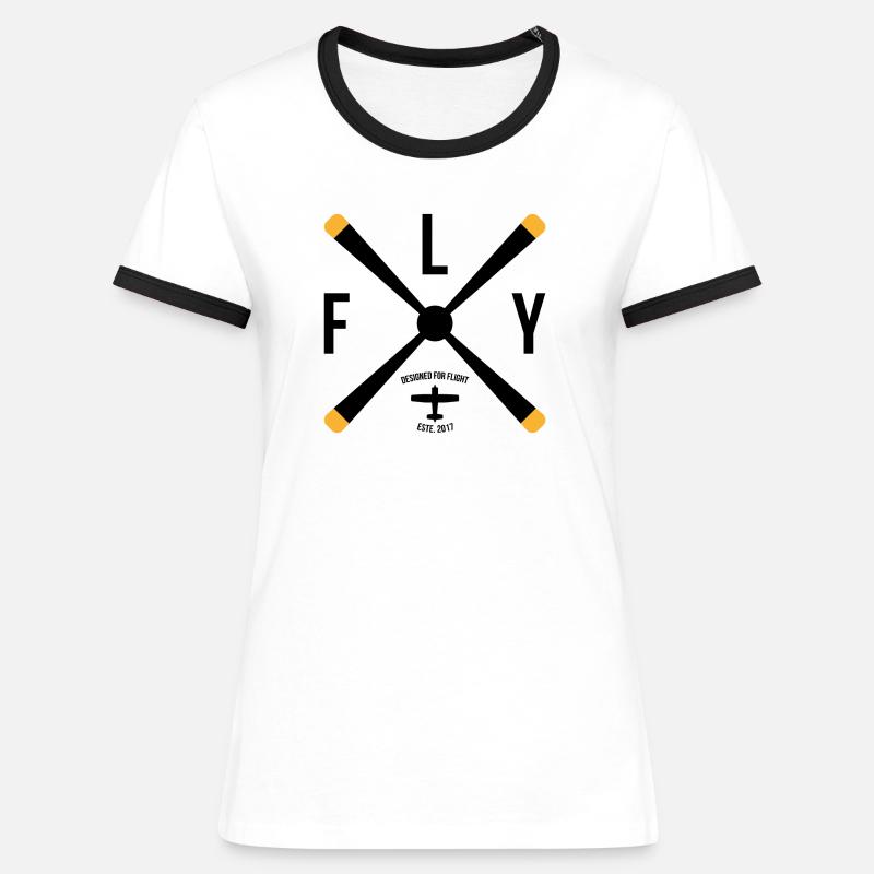 Designed for flight Gift Airplane Copilot - Women's Ringer T-Shirt - white/black