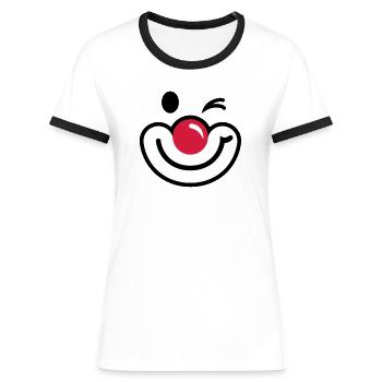 Clownsgesicht 2 - Frauen Kontrast-T-Shirt - Weiß/Schwarz - Vorne - Selfina (174cm)
