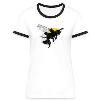 Hummel / Bumblebee Design I - Frauen Kontrast-T-Shirt - Weiß/Schwarz - Vorne - Selfina (174cm)
