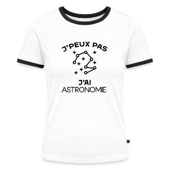 J'peux pas j'ai astronomie cadeau astronomie homme - T-shirt contrasté Femme - blanc/noir - Devant - Selfina (174cm)