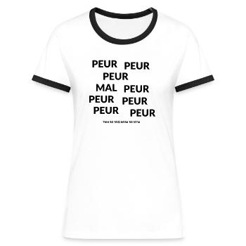 Plus de Peur que de Mal - T-shirt contrasté Femme - blanc/noir - Devant - Selfina (174cm)