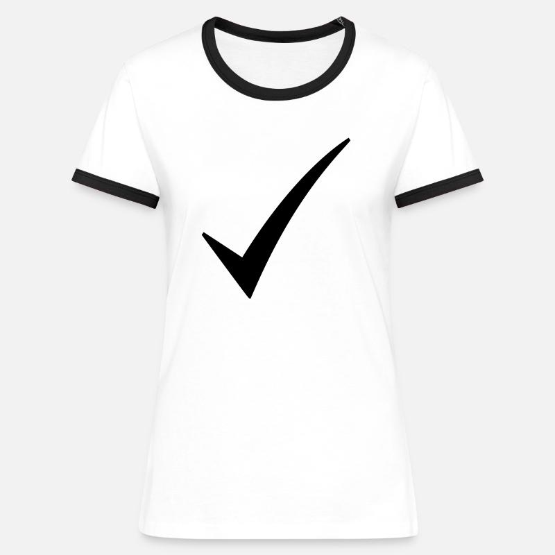 check mark - Women's Ringer T-Shirt - white/black