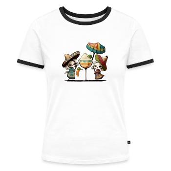Mexiko-Fieber - Frauen Kontrast-T-Shirt - Weiß/Schwarz - Vorne - Selfina (174cm)