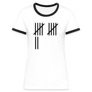 12 Stripes - Frauen Kontrast-T-Shirt - Weiß/Schwarz - Vorne - Selfina (174cm)
